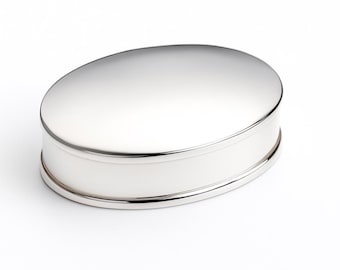 925 Sterling Silver Oval Pill Box Vintage Style Keepsake, Collectible Trinket or Jewelry Holder