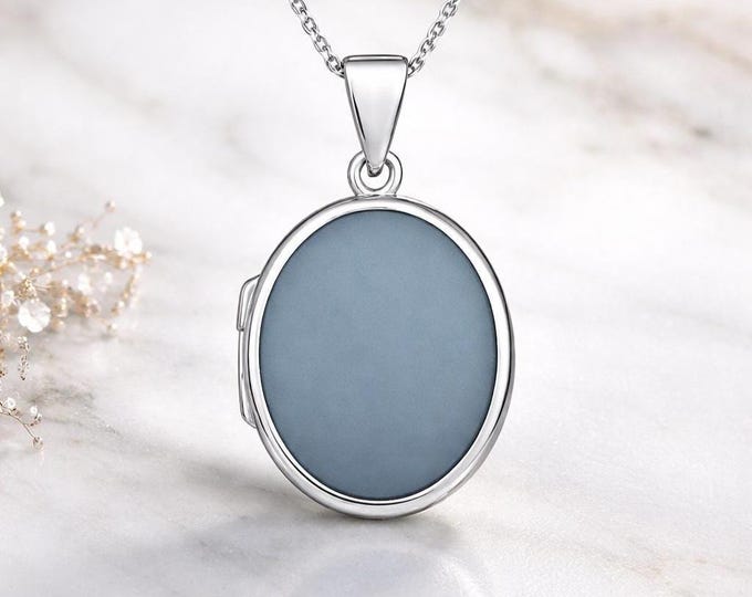 925 Sterling Silver Oval Locket Pendant Necklace Vintage Style Keepsake Jewelry Gift for Women