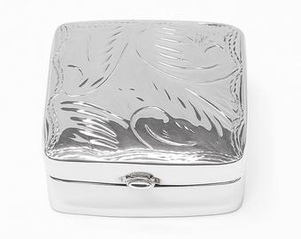 VINTAGE Danish 835 Silver Pill Box Art Nouveau Style Floral Oval