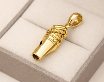Antique Style Hand Dog Whistle Pendant Gold Plated 925 Sterling Silver Dog Lover Gift