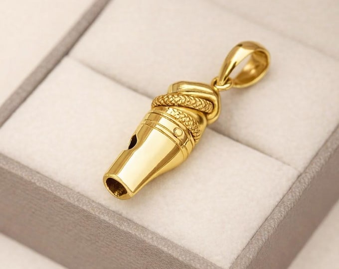 Antique Style Hand Dog Whistle Pendant Gold Plated 925 Sterling Silver Dog Lover Gift