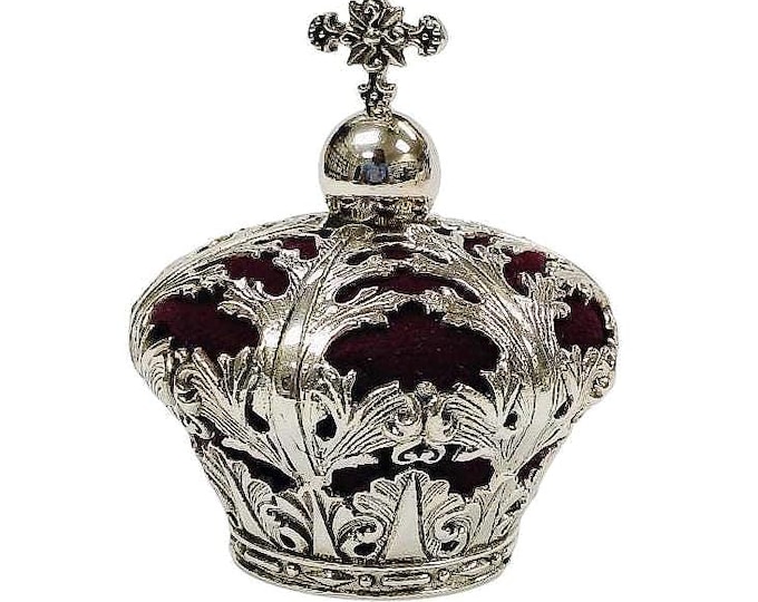 Large Antique Inspired Collectable Crown Pin Cushion 925 Sterling Silver