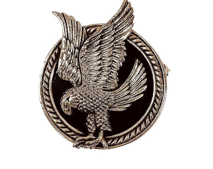 Antique Style Onyx Bird Brooch 925 Sterling Silver Hallmarked