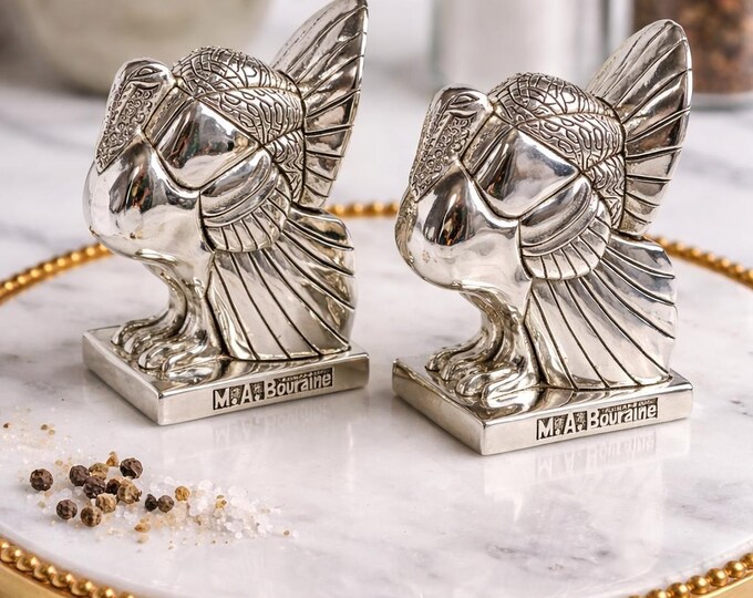 Vintage Sterling Silver Plated Turkey Salt & Pepper Shakers