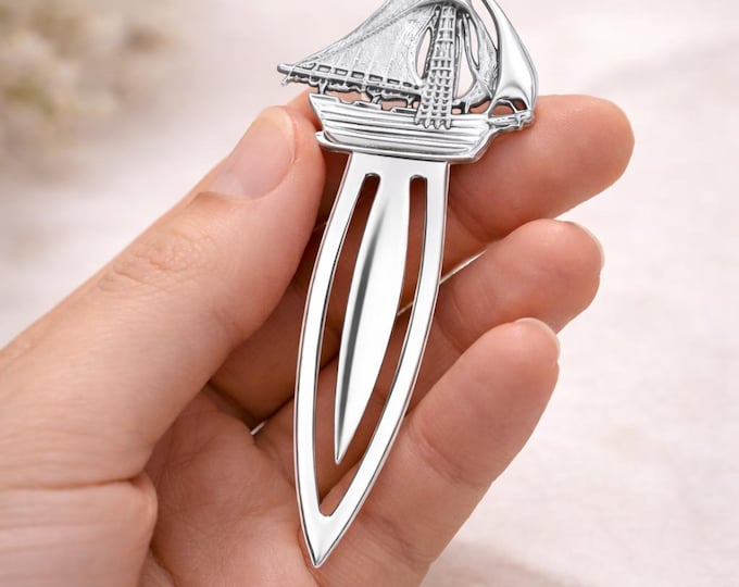 Antique Style Sailing Boat Bookmark 925 Sterling Silver Book Lover Gift Graduation Gift