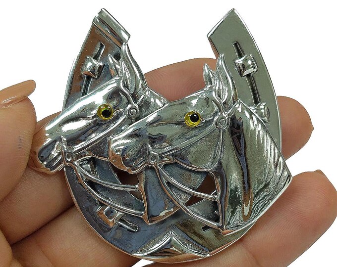 Antique Inspired Horse Shoe Brooch 925 Sterling Silver