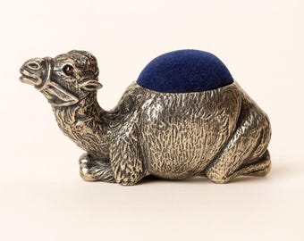 Antique Inspired Collectable Camel Pin Cushion Silver Plate