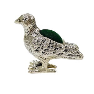 Antique Inspired Collectable Partridge Pin Cushion 925 Sterling Silver