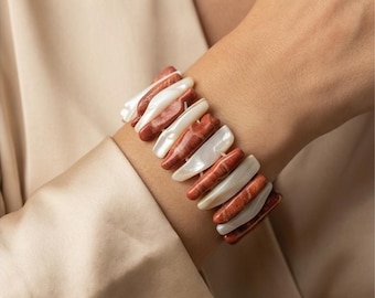 Natural Coral and Pearl Bracelet