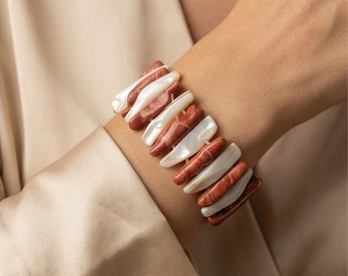 Natural Coral and Pearl Bracelet