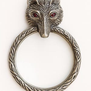 Colgante de lupa con forma de zorro rubí, de inspiración antigua, en plata de ley 925.