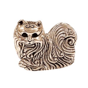 Antique Inspired Collectable Cat Emerald Eyes Figurine 925 Sterling Silver