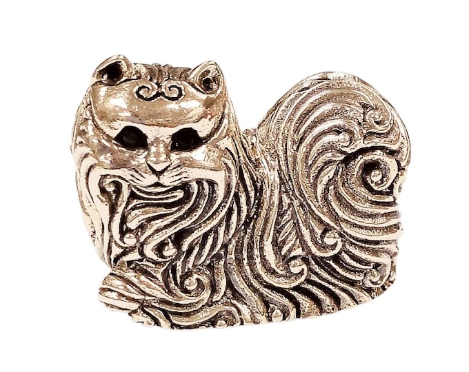 Antique Inspired Collectable Cat Emerald Eyes Figurine 925 Sterling Silver