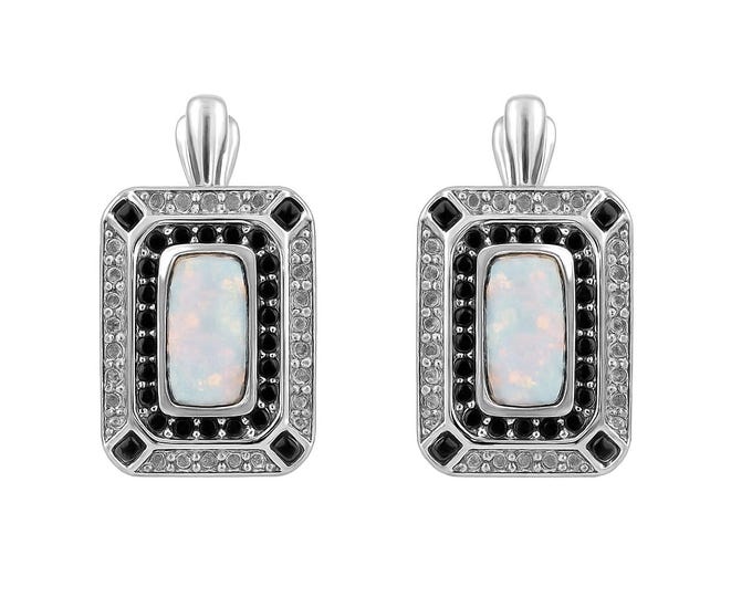 Gilson Opal Cubic Zirconia Earrings 925 Sterling Silver Hallmarked