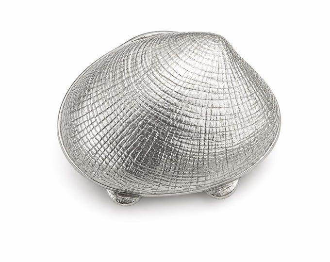 Sterling Silver Shell Pill Box Vintage Style Seashell Keepsake, Collectible Trinket or Jewelry Holder