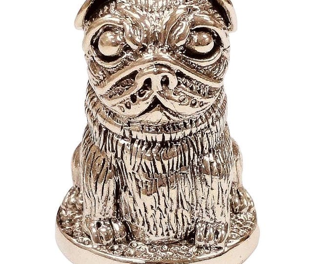 Antique Inspired Pug Dog Sewing Thimble 925 Sterling Silver