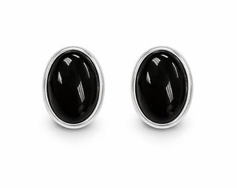 Onyx Oval Stud 925 Sterling Silver Earrings