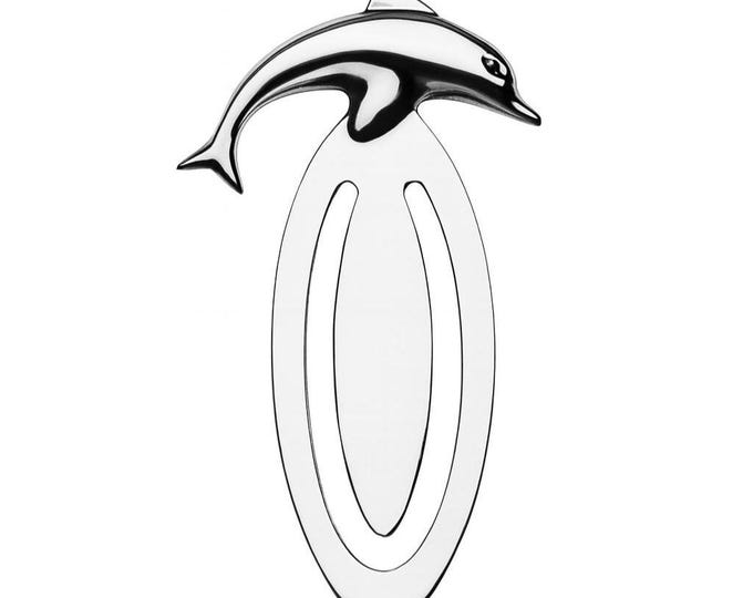 Sterling Silver Dolphin Bookmark Ocean Animal Gift, Dolphin Lover Present, Handmade Silver Stationery, Nautical Reading Accessory, Book Gift