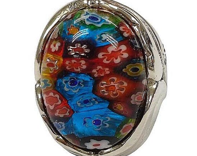Art Nouveau Inspired Millefiori Ring 925 Sterling Silver Hallmarked