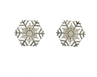 Snowflake Stud Earrings 925 Sterling Silver Hallmarked