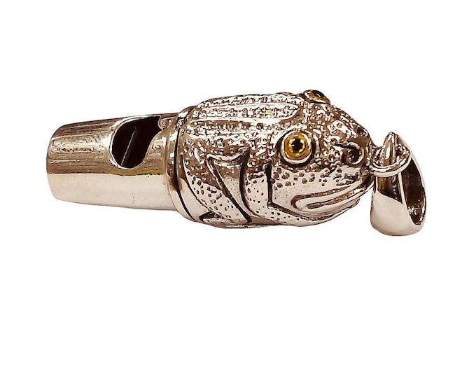 Antique Style Frog Glass Eye Dog Whistle Pendant 925 Sterling Silver Dog Lover Gift