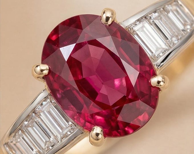 Vintage 14k White and Yellow Gold Ruby and Diamond Ring