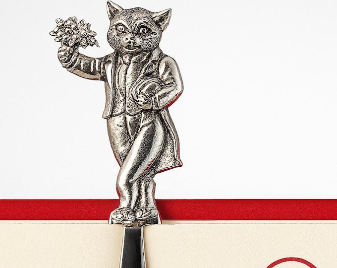 Antique Style Cat Bookmark 925 Sterling Silver Book Lover Gift Graduation Gift