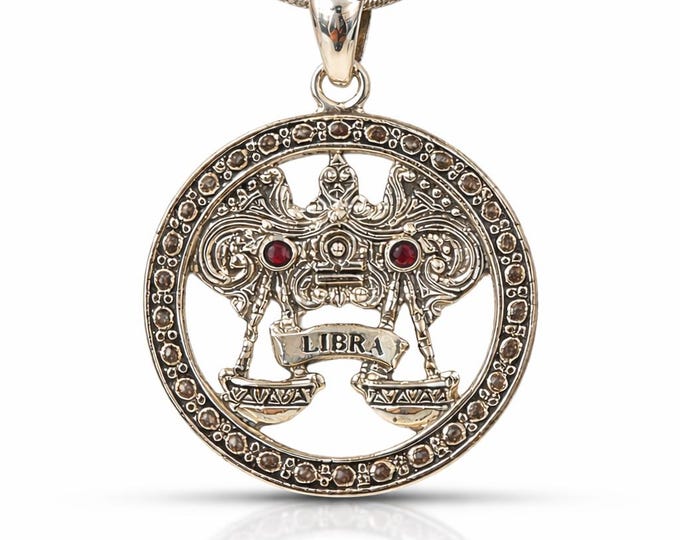Astrology Horoscope Libra Zodiac Sign Pendant 925 Sterling Silver Gift