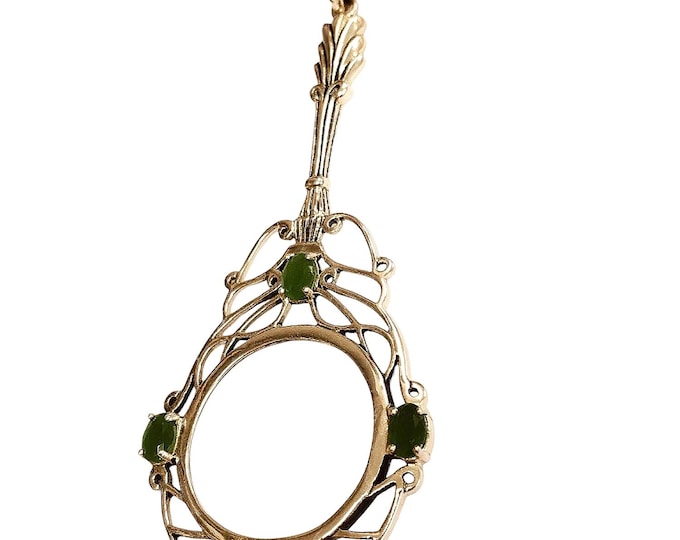 Antique Inspired Collectable Gilson Opal Magnifying Glass Pendant 925 Sterling Silver
