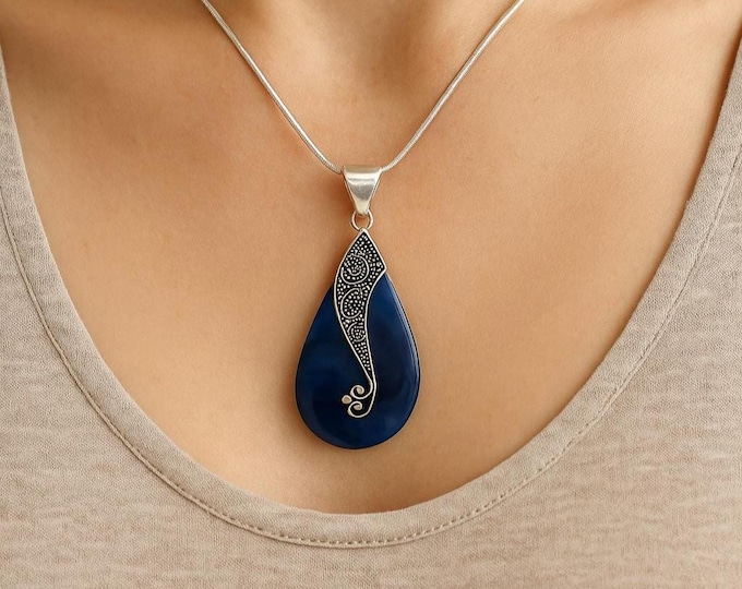 Art Nouveau Inspired Abalone Pendant 925 Sterling Silver