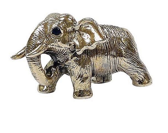 Antique Inspired Collectable Elephant Figurine Sapphire Eyes 925 Sterling Silver