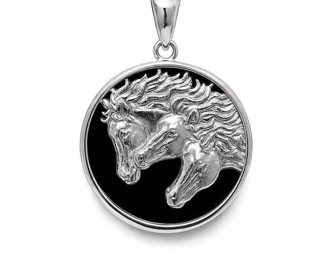 Antique Style Three Horse Pendant 925 Sterling Silver