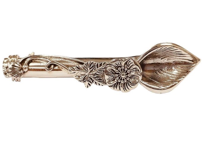 Antique Style 925 Sterling Silver Flower Posy Holder Brooch