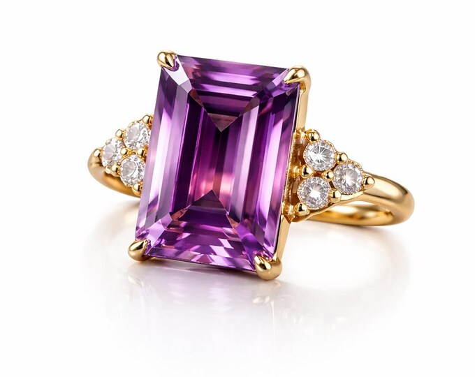 14k Rose Gold Amethyst Diamond Cocktail Ring