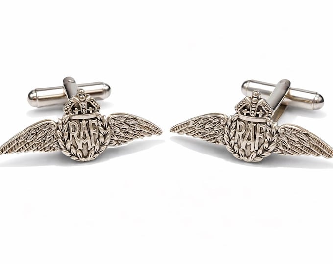 Antique Style RAF 925 Sterling Silver Cuff Links Mens Gift