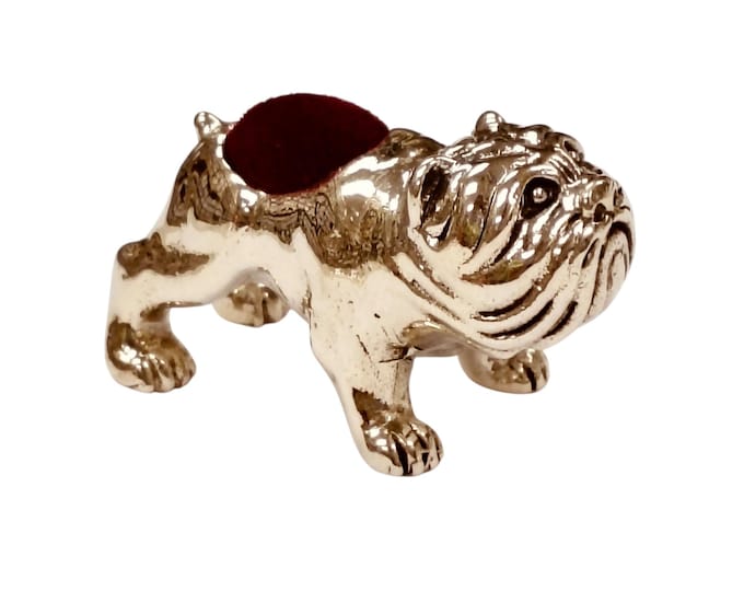 Antique Inspired Collectable Bulldog Pin Cushion 925 Sterling Silver