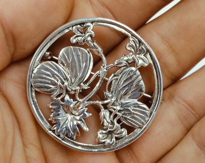 Antique Inspired Butterfly Floral Brooch Collectable 925 Sterling Silver