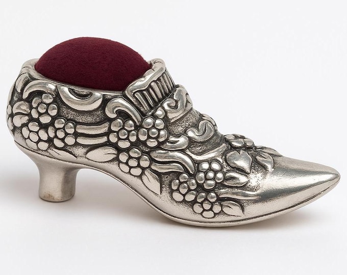 Antique Inspired Collectable Ruby Gemstone Floral Shoe Pin Cushion 925 Sterling Silver
