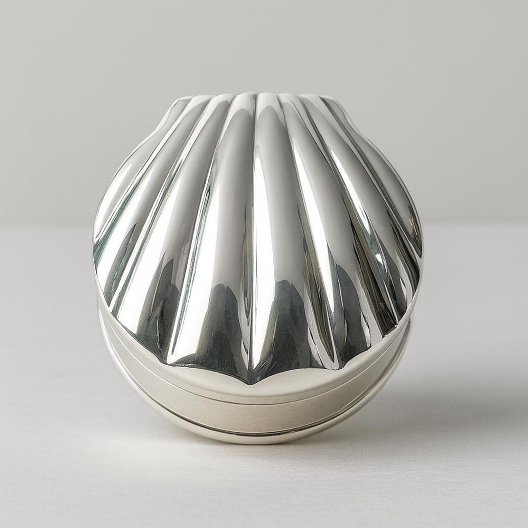 Sterling Silver Shell Pill Box Vintage Style Seashell Keepsake ...