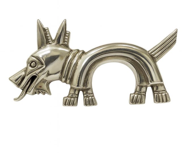 Antique Style Dog Brooch 925 Sterling Silver Gift for Dog Lovers Unique Statement Brooch