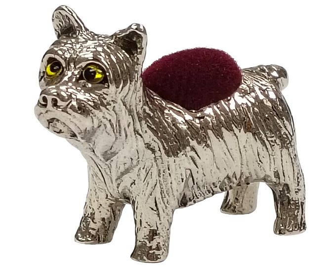 Antique Inspired Collectable Dog Pin Cushion 925 Sterling Silver