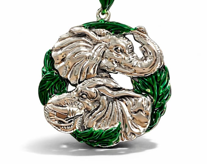 925 Sterling Silver Elephant Pendant Necklace, Wildlife Safari Jewelry
