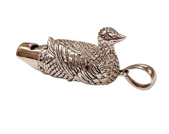 Vintage 925 Style Sterling Silver Duck Whistle Pendant Ornate Bird Charm Jewelry Gift