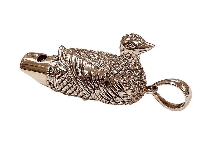Vintage 925 Style Sterling Silver Duck Whistle Pendant Ornate Bird Charm Jewelry Gift