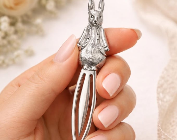 Sterling Silver Bunny Bookmark, Antique Style Rabbit Gift