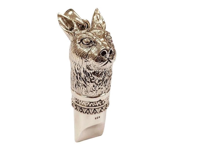 Sterling Silver Hare Dog Whistle Pendant - Animal Lover Gift