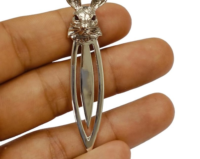 Antique Style Rabbit Ruby Eye Bookmark 925 Sterling Silver Book Lover Gift Graduation Gift Animal Lover Gift