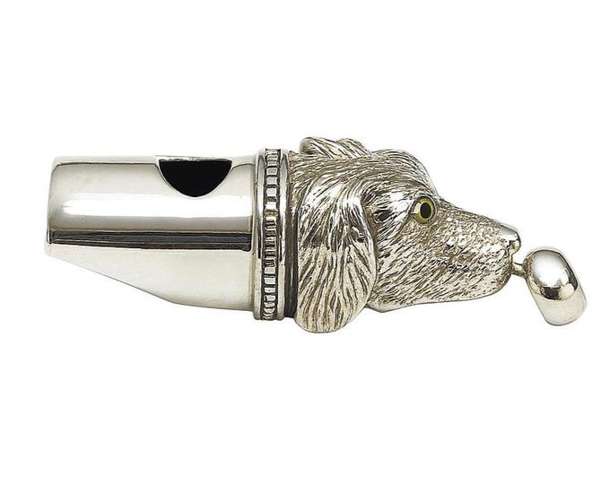 Antique Style Dog Whistle Pendant 925 Sterling Silver Dog Lover Gift