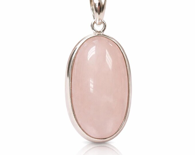 Art Nouveau Inspired Rose Quartz Pendant 925 Sterling Silver