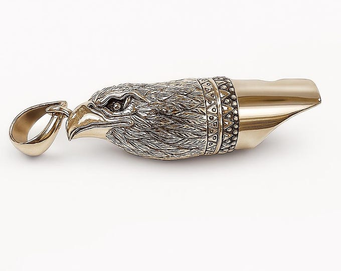 Antique Style Falcon Bird Dog Whistle Pendant 925 Sterling Silver Dog Lover Gift